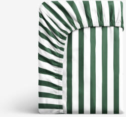Goldea cearceaf de pat cu elastic din bumbac - dungi verde închis 80 x 160 cm