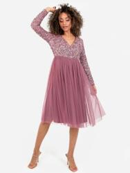 Maya Deluxe Plus Size Ruha Hosszú Ujjú Rózsaszín Flitteres 56 7CA