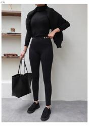  Női Sima Magas Derekú Leggings Fekete S5IA