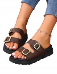 Shein Casual Női Flip-flop Papucs Barna Csatokkal A Talpán 39, 5 1HA