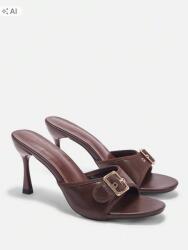 Shein Elegáns Csokoládé Flip-flop Papucs Spicccel És Magassarkúval 39 1
