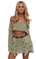 Missguided Zöld Vállpántos Felső Fodros L 1JA