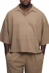 Boohooman Férfi Ing Casual Bézs Rövid Ujjú Gallér XXL Z3A (CMM16262-167-1148)