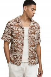 Boohooman Férfi Ing Casual Barna Fehér Mintás Rövid Ujjú M Z3A (CMM02240-186-56)