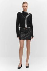 Mango Fekete Egyenes Mini Szoknya Bőr Hatású 100% Poliészter M 5GA (57045139_1/Black)