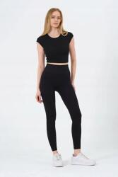 Sima Fekete Magas Derekú Leggings Varrás Nélkül S 5IA (ER-RIMINI-TAYT-01/SIYAH)