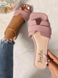 Shein Rózsaszín Casual Flip-flop Papucs Széles Pántokkal 40, 5 1