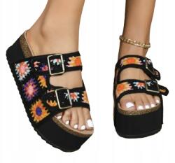 Shein Női Flip-flop Papucs Casual Platform Hímzéssel Fekete 39, 5 1HA