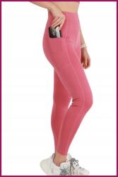 Sima Rózsaszín Leggings Magas Derékkal És Zsebbel XL 5IA (1057/Gül Kurusu)