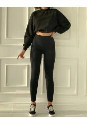 Sima Fekete Leggings Magas Derekú, Bordázott S/m 5IA (842-20K7812qwq/siyah)