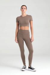 Sima , Magas Derekú Női Leggings Meleg Barna Színben M 5IA (CYBT111024/Vizon)
