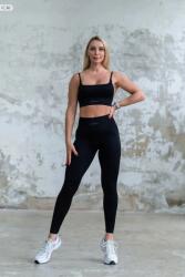  Testhezálló Fekete Bordázott Sport Leggings L 5IA