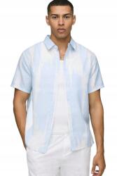 Boohooman Férfi Ing Casual Rövid Ujjú Kék-fehér Mintás XL Z3A (CMM12824-564-36)