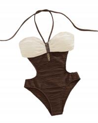 Shein Kétszínű Egyrészes Fürdőruha Halter Xs 1MA