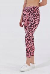  Női Leggings Rózsaszín-fekete Leopárd Mintás 3/4-ES 5IA (1155PLST/Pembe)