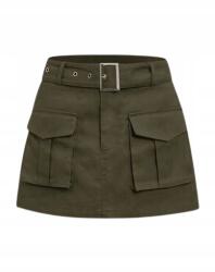 Shein Khaki Mini Szoknya Zsebekkel És Övvel Pamut 40/42 1JC