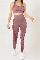  Magas Derék Sport Leggings Melange Bordó Részletekkel M 5IA (001-001395/RUBY)