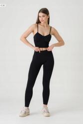 Sima Fekete Magas Derekú Női Leggings L 5IA