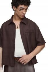 Boohooman Férfi Ing Casual Rövid Ujjú Barna Zsebekkel L Z3A (CMM13410-109-34)