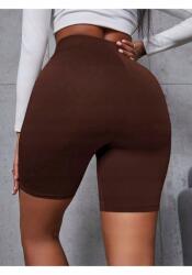 Sima Barna Magas Derekú Női Leggings Rövid XL 5IA (d4097/Kahverengi)