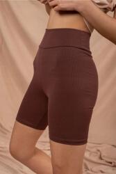 Sima Barna Ripsz Leggings Magas Derékkal És Rövid Szárú S 5IA (BIKERTYTKHV001/KAHVERENGI)