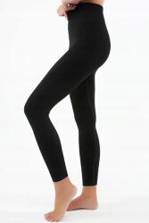 Sima Fekete Leggings Magas Derékkal És Finom Bordázattal M 5IA (CTNHLL1069/Siyah)