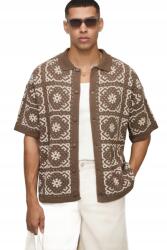 Boohooman Férfi Ing Casual Barna Geometrikus Mintával L Z3A (CMM11974-167-34)