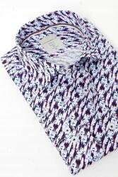  Férfi Slim Fit Ing Geometrikus Mintával Kék-piros 3XL 5IA (G329 KIRMIZI-01/Krmz)