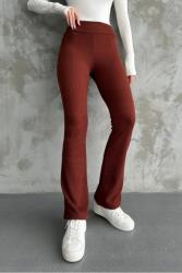 Sima Női Leggings Magas Derék Barna Bordázott M 5IA (1753/KIREMIT)