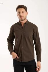  Button-down Casual Férfi Csíkos Ing Mokka L 5IA