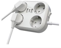 quandes Prelungitor 4000W max 16A cu 4 prize electrice, 2 prize USB, Type C, 1, 8 m, QUANDES®