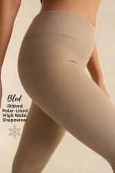 Sima Bézs Magas Derekú Leggings Bordázott S 5IA (122/Bej)