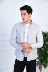  Férfi Ing Casual Szürke Sima Hosszú Ujjú Regular M 5IA (DÜZODUNCU/GRI)