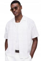 Boohooman Fehér Férfi Ing Casual Rövid Ujjú Len Pamut XL Z3A (CMM08255-124-36)