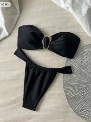 Shein Fekete Kétrészes Bandeau Bikini Csattal S 1ŁA