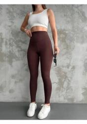 Sima Női Leggings Magas Derék Meleg Barna S 5IA (TGMBTK458596321/Kahverengi ( Ac Kahve ))