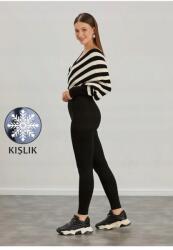 Sima Fekete Bélelt Leggings Magas Derékkal XXL 5IA (UMTM-9/Siyah)