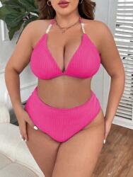 Shein Rózsaszín Kétrészes Fürdőruha Plus Size Gyöngyökkel 46 1MA