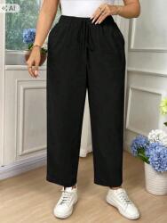 Shein Fekete Pamut Nadrág Casual Megkötővel És 46 1-ES Véggel
