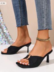Shein Fekete Elegáns Flip-flop Papucs Dekoratív Csattal 41 1