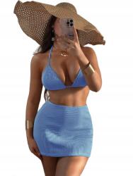  Kétrészes Fürdőruha Bikini Kék Bordázott L 1LA (sz2405208031684386-L)