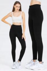 Sima Fekete Magas Derekú Női Leggings S 5IA (Push Up Kşlk Günlük Fit Casual Tayt/Siyah)