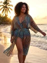 Shein Egyrészes Fürdőruha Plus Size Zebra Mintás 48 1MA