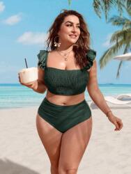 Shein Zöld Kétrészes Fürdőruha Plus Size Fodrokkal 44 1MA