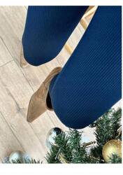 Sima Női Leggings Sötétkék Színben, Bordázott XXL 5IA (Tayt1231/lacivert.9)