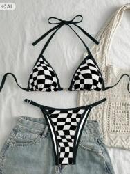 Shein Kétrészes Kockás Bikini Megkötővel A Nyakban L 1