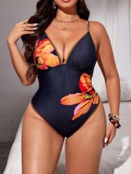 Shein Fekete Plus Size Fürdőruha Virágmintával 46 1MA