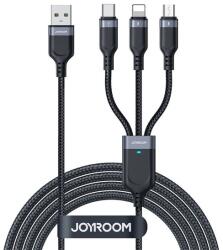 JOYROOM Cablu de date JOYROOM S-A18 3-în-1 USB - Type-C/Lightning/microUSB, 120 cm, NEGRU (S-A18-NEW)