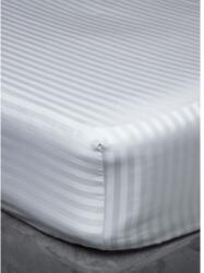 Kotonia Home Husa cu elastic pentru pat Kotonia Home Damasc Saten cu dungi late de 1cm, 100% bumbac, Alb, 160x200+20 cm (001411-160)