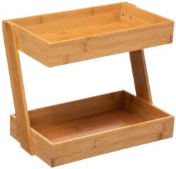  Etajera colt 5Five pentru bucatarie, 2 niveluri, bambus, 26x22x31cm, maro natural (JJ-169186) Raft
